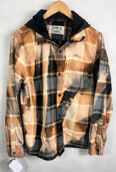 Vintage Rust, Gold, Grey and Black Flannel Hoodie Size Small