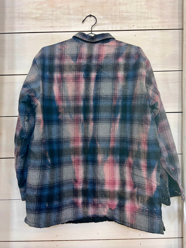 Dark Blue, Navy, Pink Flannel Jacket size XL