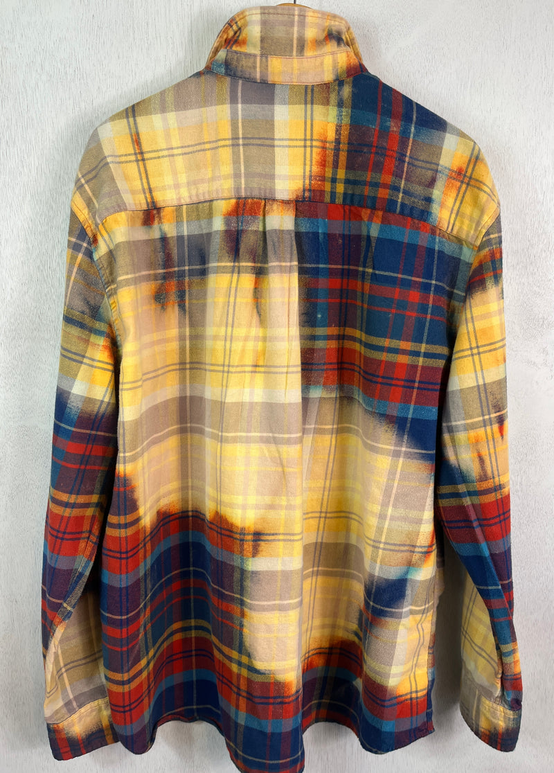 Vintage Red, Royal Blue and Yellow Flannel Size XL