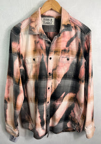 Vintage Grey, Black, Rust and Pink Flannel Size Large