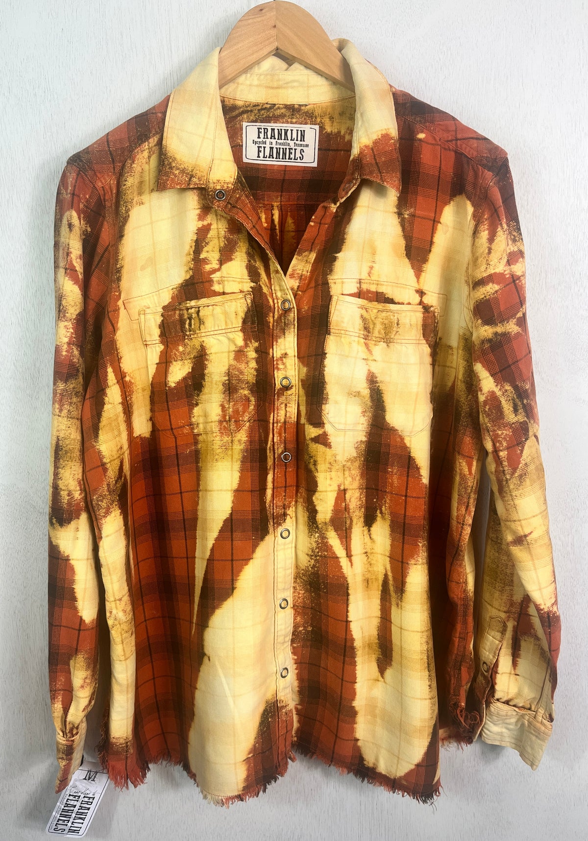 Vintage Orange, Yellow and Chocolate Brown Flannel Size Medium