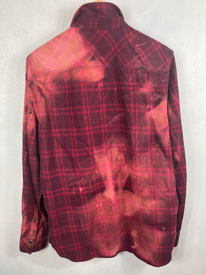 Vintage Western Style Red, Pink and Black Flannel Size Medium