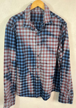 Vintage Blue, Navy and Lavender Flannel Size Large