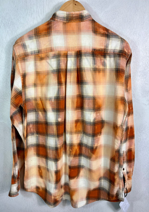 Vintage Orange, Rust, Black and White Flannel Size Medium