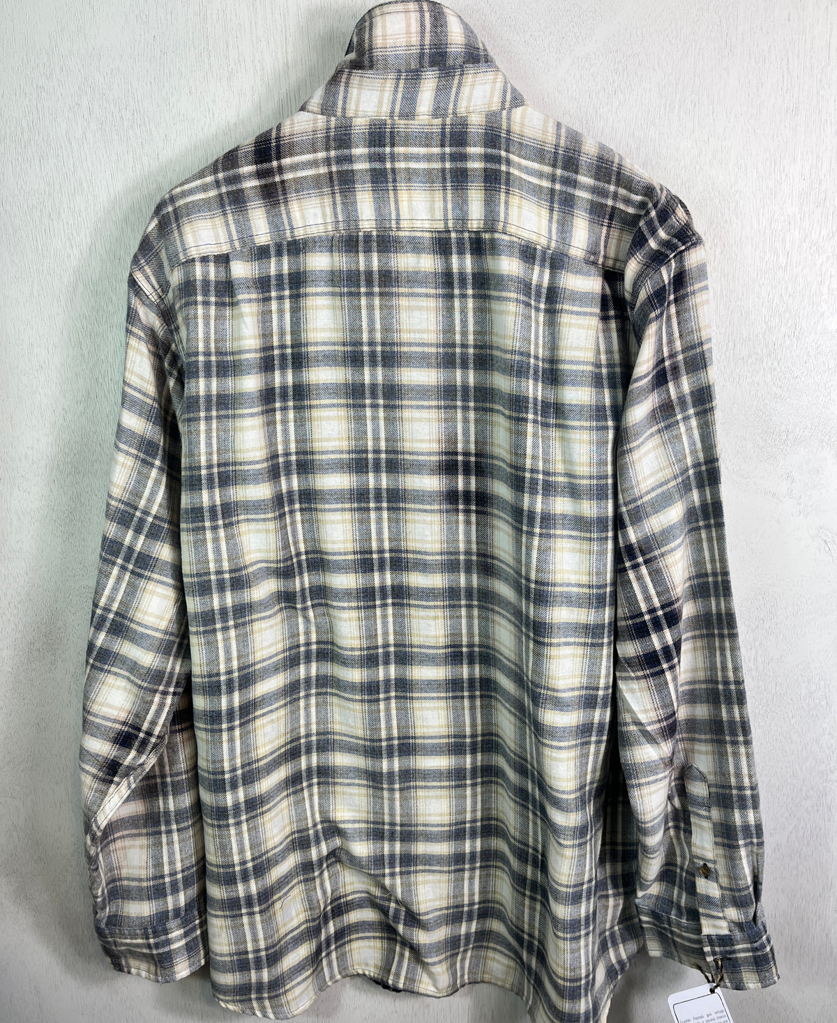 Vintage Faded Navy, Light Blue, Beige and White Flannel Size XL