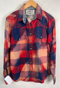 Vintage Western Style Blue, Red and Gold Flannel Size Small