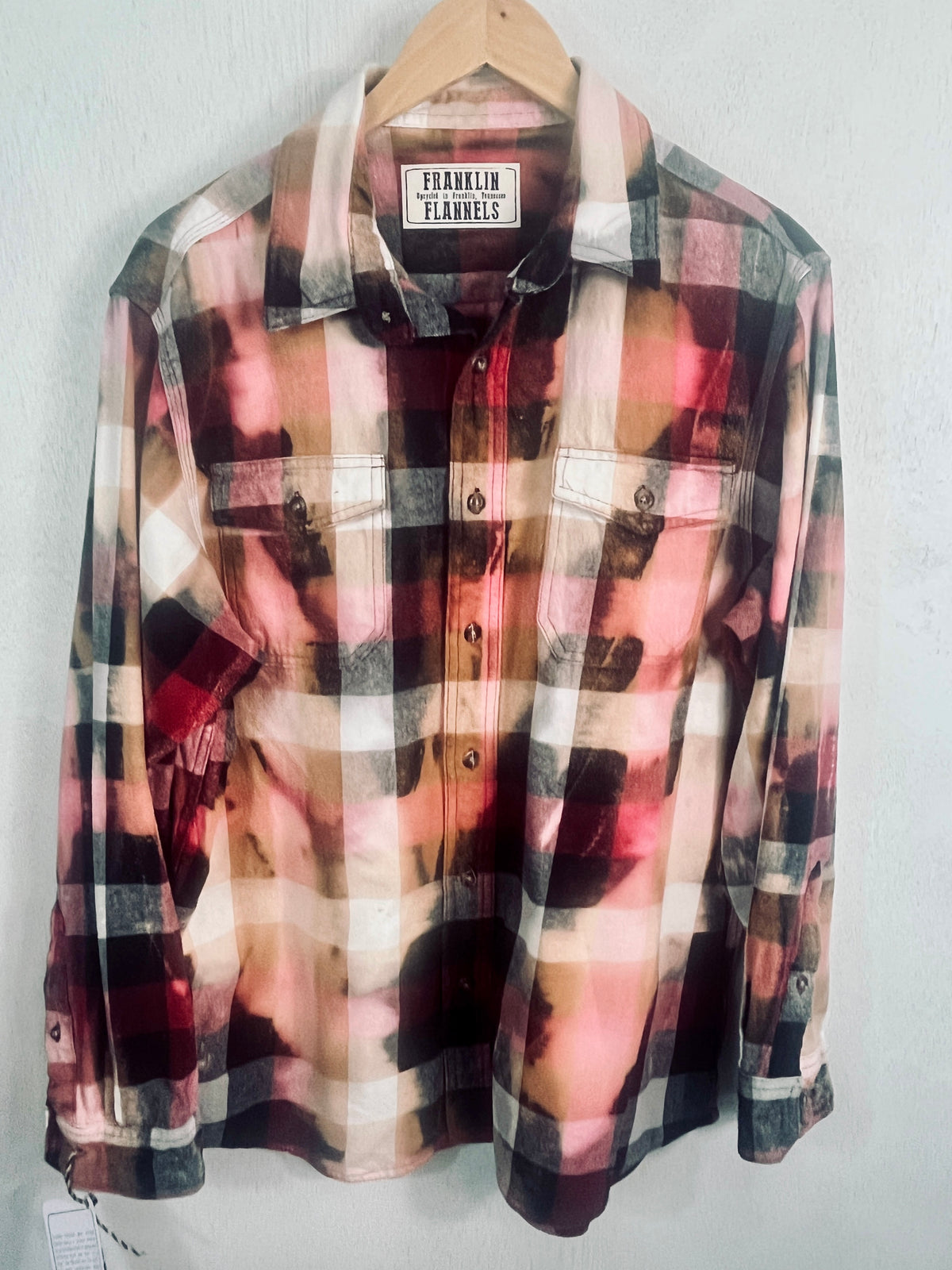 Vintage Red, Black, Pink and White Flannel Size Large