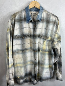 Vintage Grey, Cream and Light Yellow Flannel Jacket Size Large