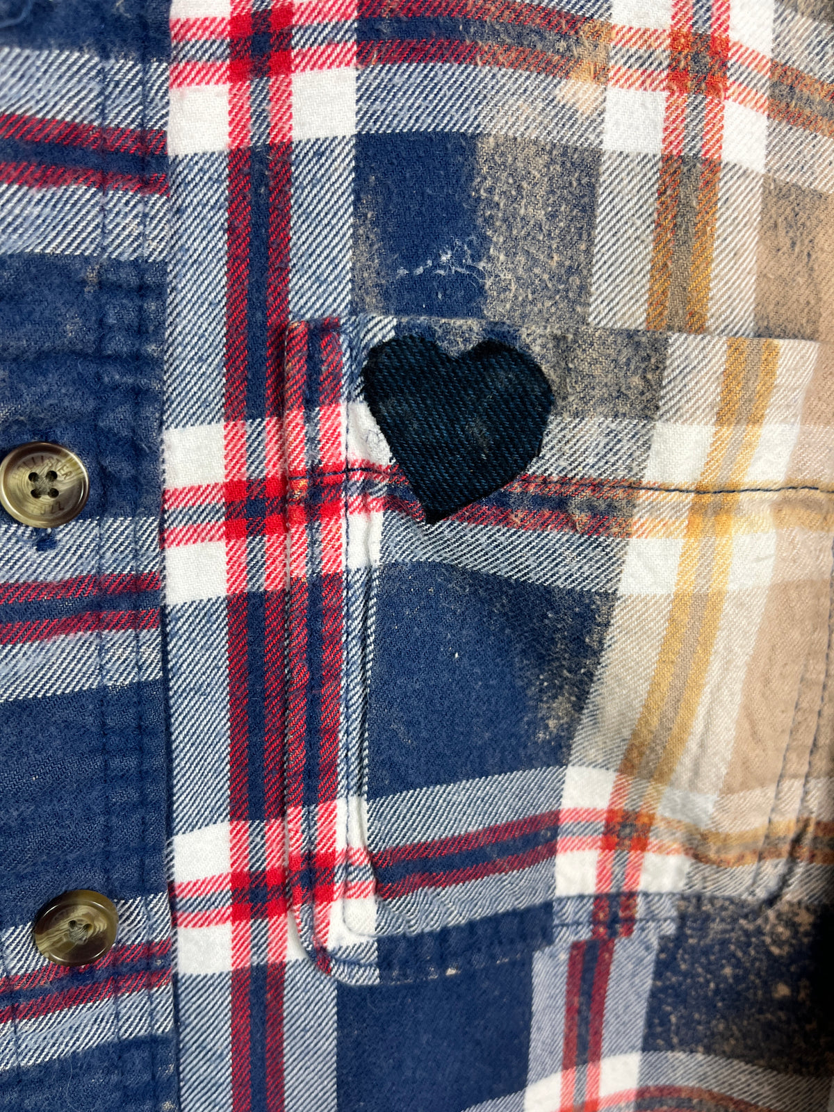Vintage Blue, Red, Rust and White Flannel Size Small