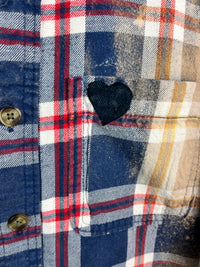Vintage Blue, Red, Rust and White Flannel Size Small
