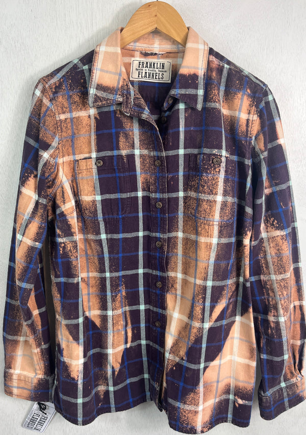 Vintage Plum, Blue, Dusty Rose and White Flannel Size Small