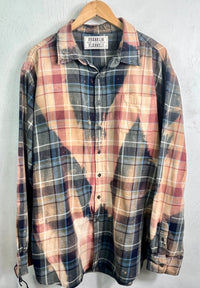 Vintage Grey, Black, Blue, Rose and Peach Flannel Size XXL
