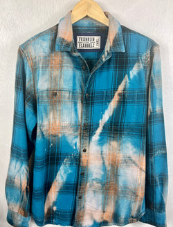 Vintage Turquoise, Rust and Black Flannel Size Small