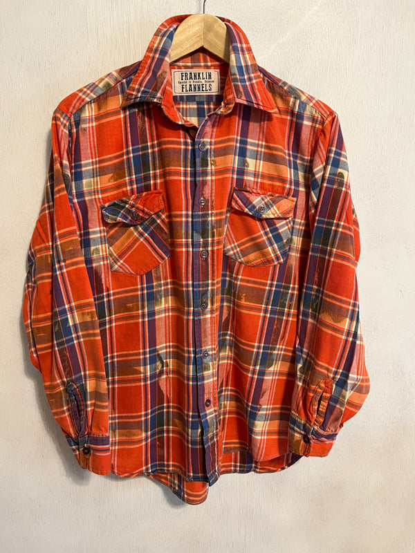 Vintage Orange, Royal Blue and White Flannel Size Large