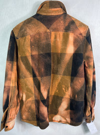 Vintage Army Green, Black, Rust and Gold Flannel Jacket Size Medium