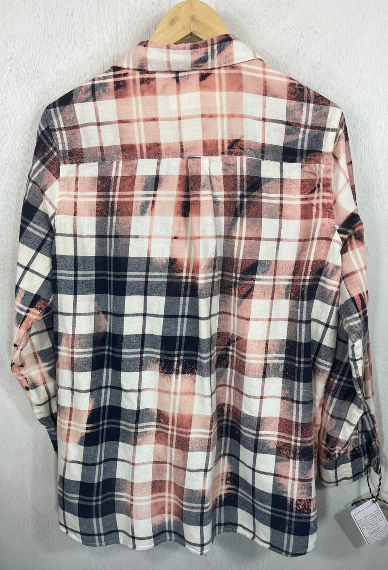 Vintage Navy Blue, Pink and White Flannel Size Medium