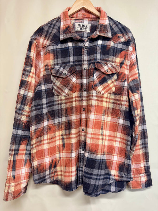 Vintage Western Style Navy Blue, White, Black and Rust Flannel Jacket Size XL