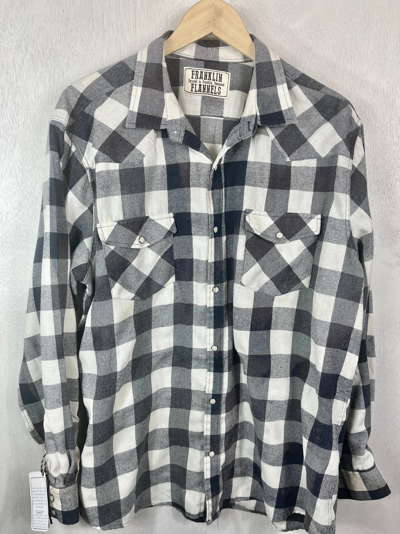 Vintage Western Style Faded Black and White Flannel Size XL