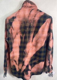 Vintage Peach, Sage and Navy Blue Flannel Size Small