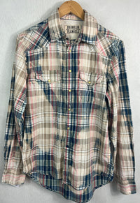 Vintage Western Style Navy, Sage, Pink and White Lightweight Cotton Size Small