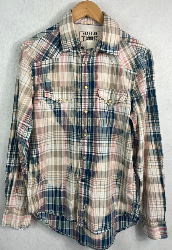 Vintage Western Style Navy, Sage, Pink and White Lightweight Cotton Size Small