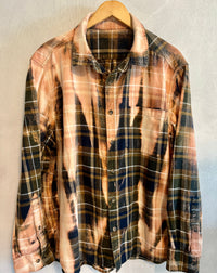 Vintage Navy Blue, Army Green and Gold Flannel Size XL
