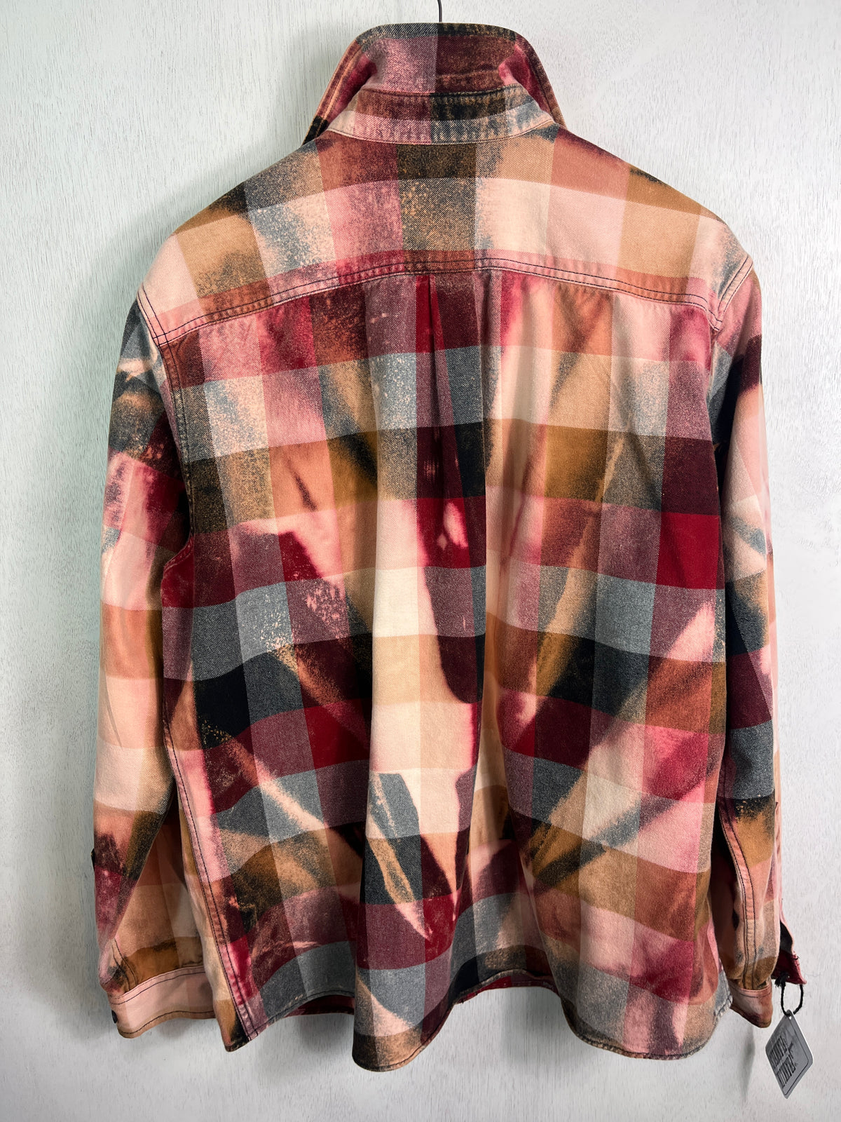 Vintage Red, Burgundy, Pink, Grey and Black Flannel Size Large