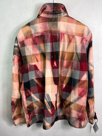 Vintage Red, Burgundy, Pink, Grey and Black Flannel Size Large