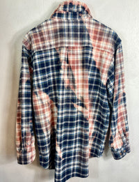 Vintage Navy Blue, Grey, Dusty Rose and White Flannel Jacket Size XL