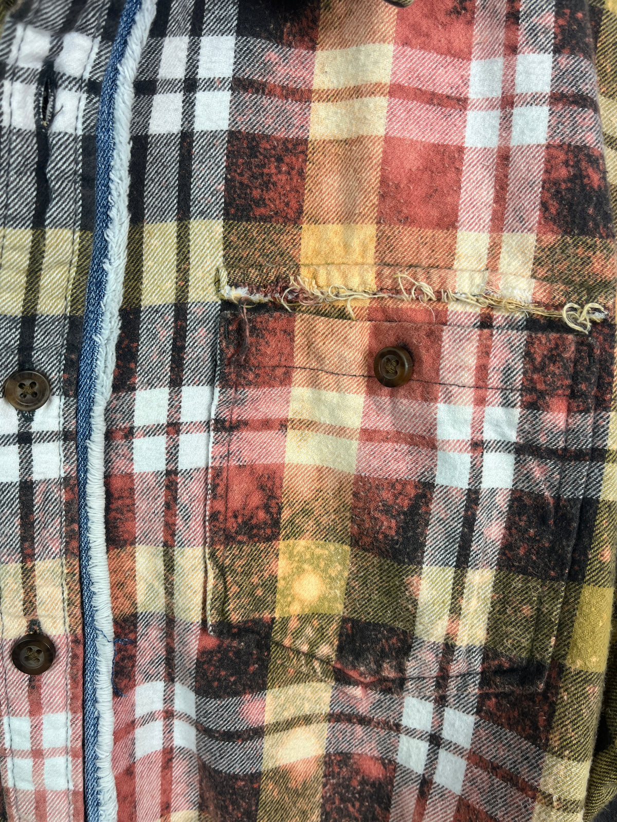 Vintage Sage, Black, White and Pink Flannel Size Medium