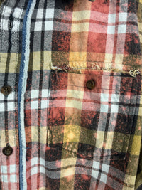 Vintage Sage, Black, White and Pink Flannel Size Medium