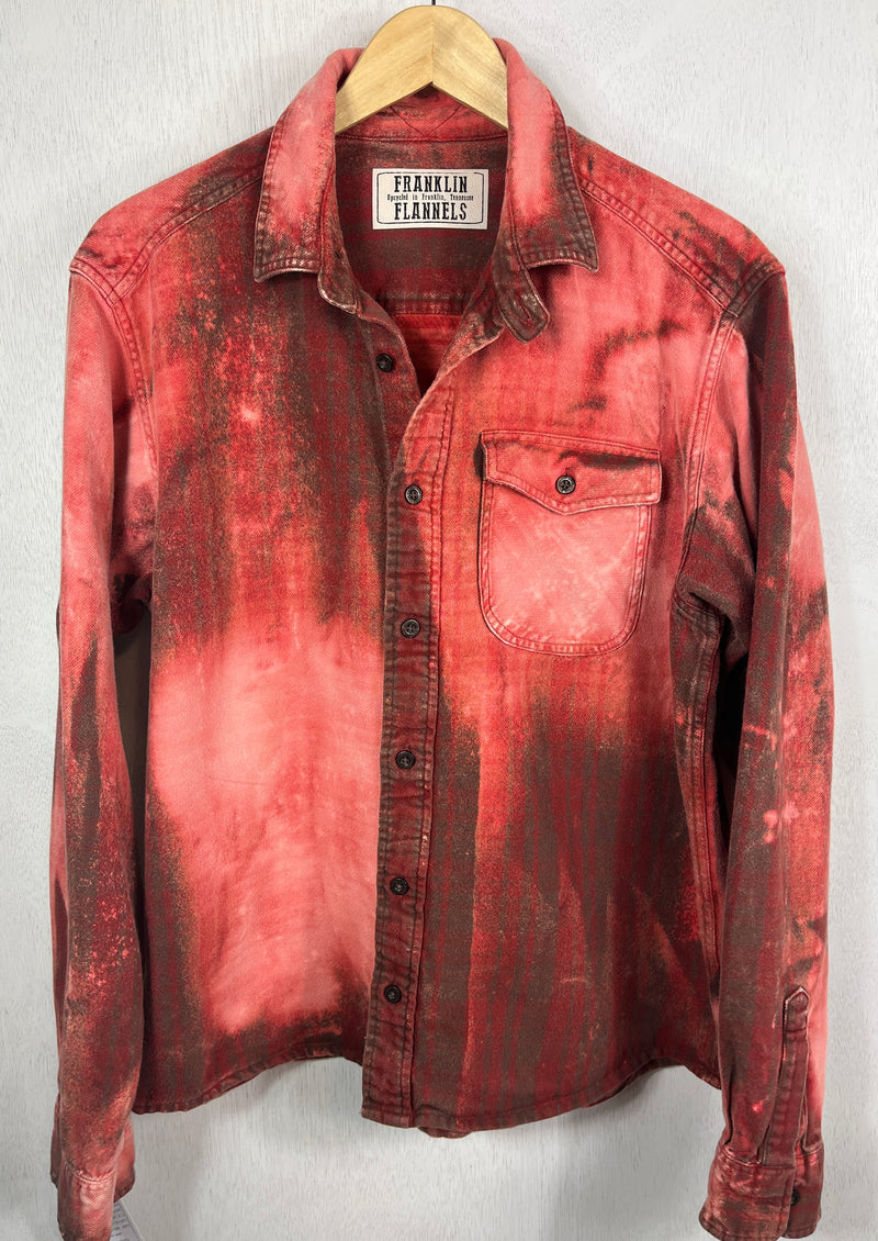 Vintage Brick Red, Pink and Taupe Flannel Size Medium