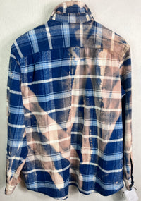 Vintage Blue, Dusty Rose and White Flannel Jacket Size Large