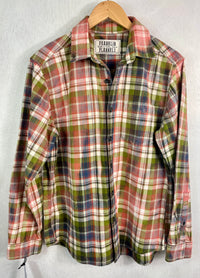 Vintage Pink, Green, Blue and White Flannel Size Medium