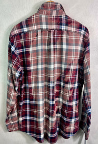 Vintage Red, Blue and White Faded Flannel Size Large