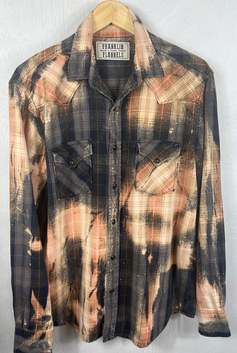 Vintage Western Style Black, Rust, Grey and Cream Flannel Size Large