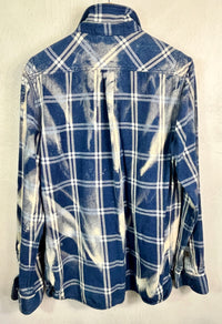 Vintage Navy, Light Blue and Cream Textured Denim Size Medium