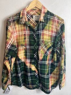 Vintage Green, Black, Yellow and Peach Flannel Size Small