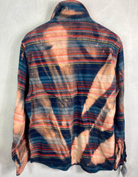 Vintage Blue, Brick Red, Dusty Rose and Pink Flannel Size Large