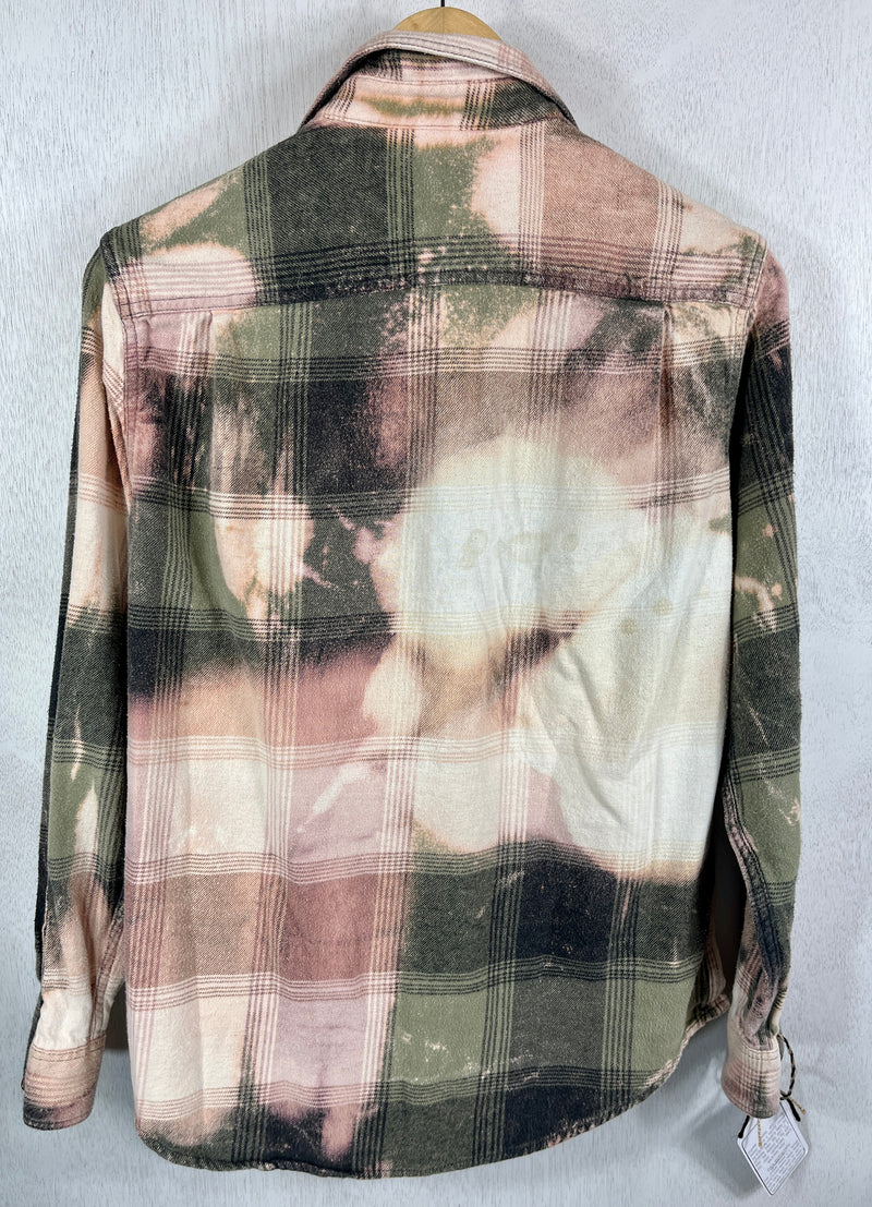 Vintage Army Green, Sage and Pink Flannel Size Small
