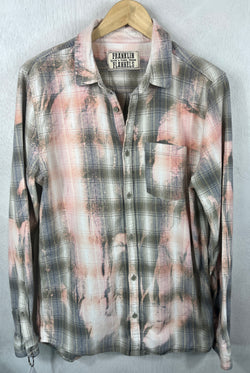 Vintage Sage, Grey, Pink and White Flannel Size Medium