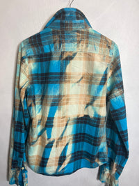 Vintage Turquoise, Cream and Black Flannel Size Small