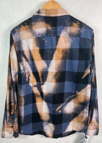 Vintage Blue, Navy, Gold and Pale Pink Flannel Size Medium