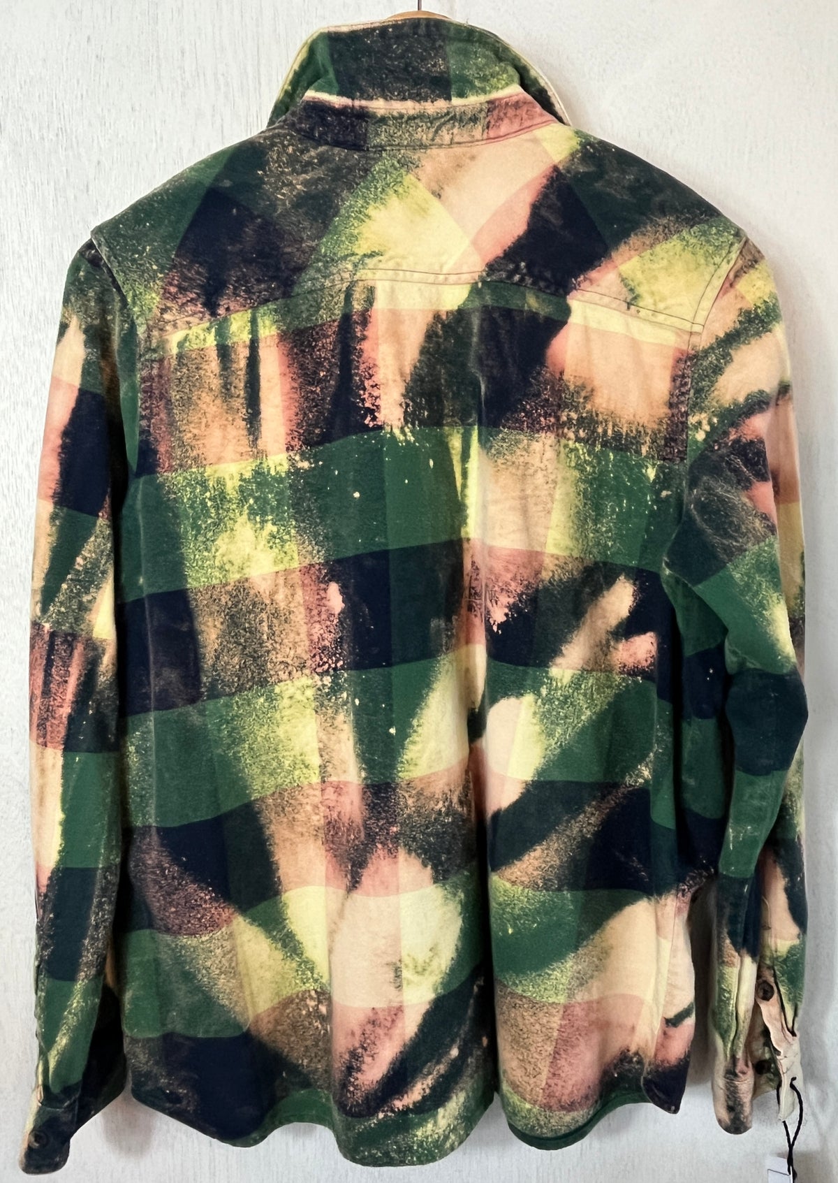 Vintage Green, Black, Pink and Cream Flannel Size XS