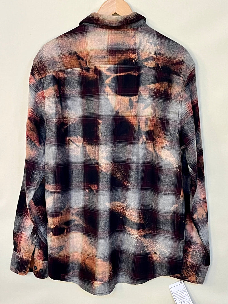 Vintage Black, Grey, Wine and Peach Flannel Size XL