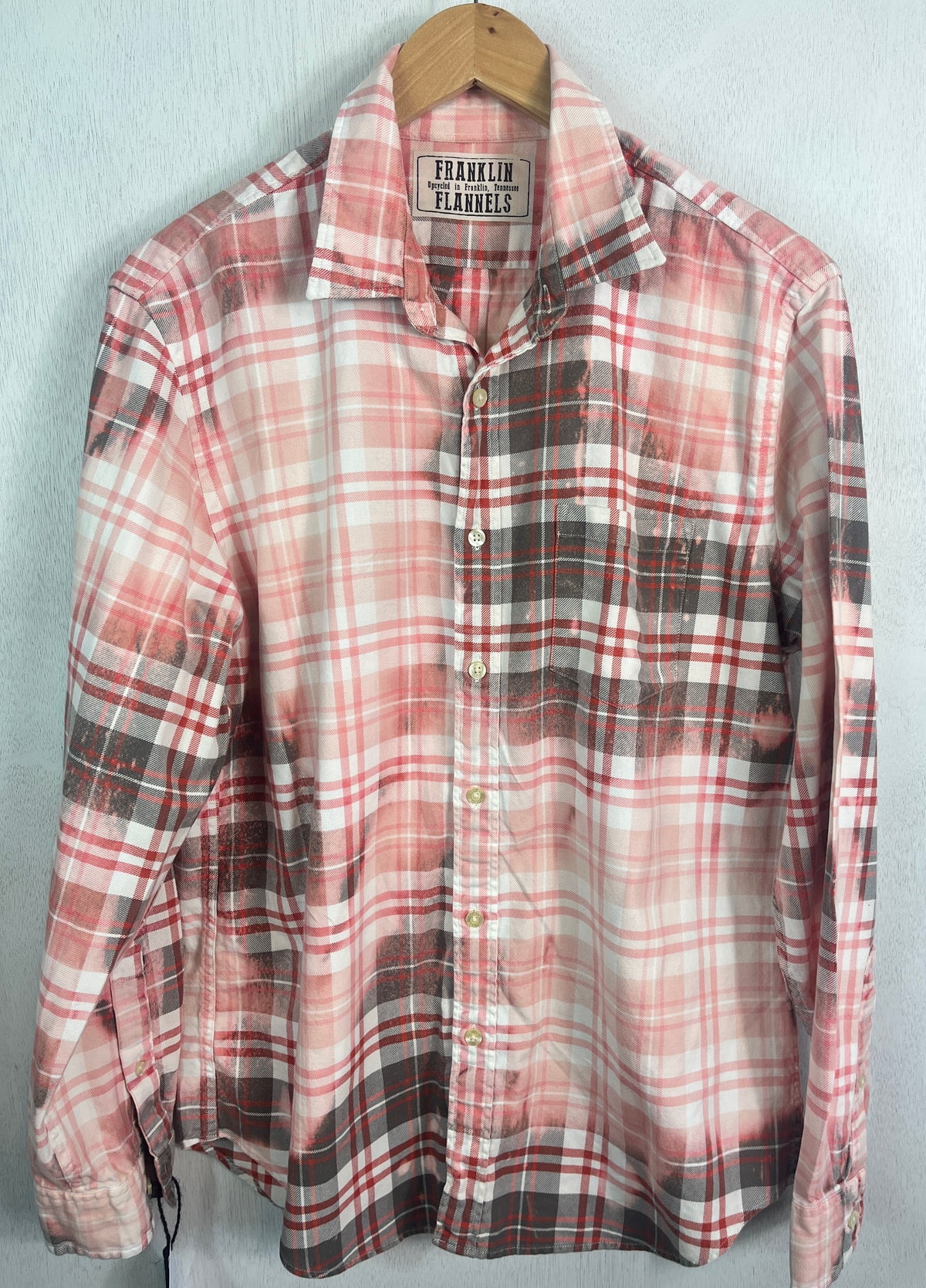 Vintage Pink, Grey, Red and White Flannel Size Medium