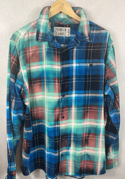 Vintage Royal Blue, Turquoise, Rust and Black Flannel Size XL