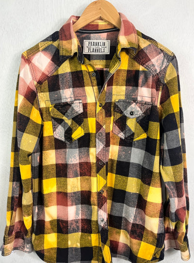 Vintage Western Style Black, Grey, Yellow and Rust Flannel Size Small