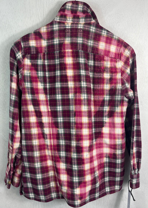 Vintage Hot Pink, Magenta, Yellow and White Flannel Size XS