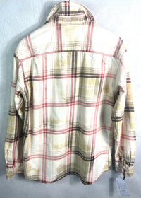 Vintage Pink, Sage, Brown and White Flannel Jacket Size Medium